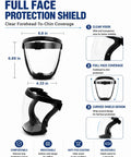 Full Face Shield 2 Pack Clear Wide Angle Anti Fog Visor With Breathable Lower Vent For Yard Work Woodworking Sawdust And Debris Protection Keep Your Mug Safe On The Daily, showing clear forehead-to-chin coverage and dimensions.
