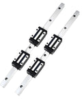 Two Pack 400mm Linear Slide Rails With Four HGH20CA Carriages for CNC machines, featuring strong carbon steel construction for precise motion.