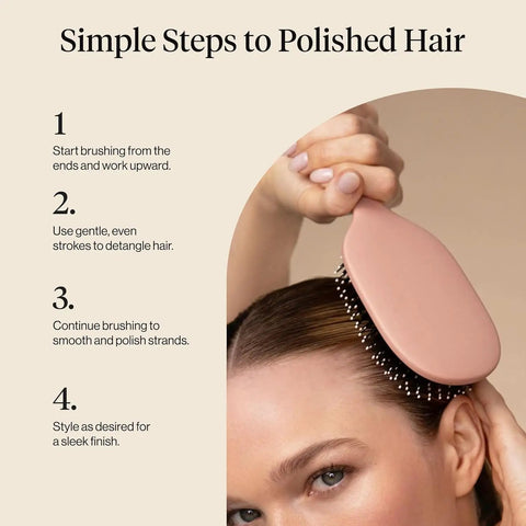 Smooth And Polish Dope Dual Bristle Hair Brush For Detangling And Shine With Vegan Boar And Nylon Bristles in use on hair