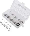Top Notch 240Pcs E Clips Circlip Retaining Ring Kit 1.5mm To 10mm Stainless Steel External Snap Rings organized in case