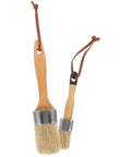 Two Piece Wood Handle Paint Brush Set With Synthetic Bristles, Oval Shape Wall And Furniture Brush with leather straps