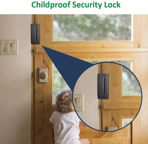 Home Security Door Reinforcement Lock For Kids Safety Upgraded Front Door Lock With 800 Lb Strength installed on wooden door