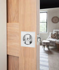 Pocket Door Lock With Key For Hidden Barn Doors, Recessed Two Sided Latch, Modern Square Sliding, Brushed Nickel, Installed