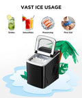 Scooper Free Nugget Ice Maker On Your Countertop Drops Soft Chewy Ice Straight Into Your Glass In Under Ten Minutes Plus Cleaning Tabs For Effortless Home Bars And Weekend Hangouts with ice in use.