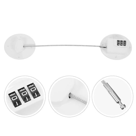 Kid Proof Fridge And Cabinet Lock With Password Protection, White Plastic Babyproof Lock With Wire Detail and Combination Code