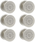 Six Pack Round Brass Shower Body Spray Jets With Brushed Nickel Finish For Spa Like Massage Showerhead Kit Adjustable Up Down Left Right 2 Inch Diameter NPT Half Inch Concealed Install Fits Standard American Plumbing