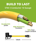 Nema 5 15P To 10 50R Electric Vehicle Charging Adapter Cord 15 Amp Max with 10 gauge pure copper wires and durable PVC jacket.