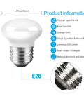 Diagram highlighting features of Mini R14 Led Light Bulb For Curio Cabinets E26 Base 2 Inch Size 4W Equivalent 25W 3000K