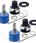 3590S-2-501L 500 Ohm 10-Turn Rotary Wire-Wound Precision Potentiometer, 2-Pack With Adjustable Counting Dial Rotary Knobs