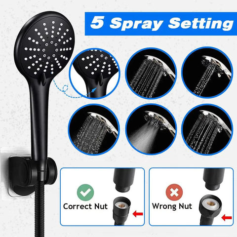 Upgraded 12 Inch Black Shower Head With Handheld Spray And Rainfall Showerhead High Pressure Combo With 5 Spray Settings