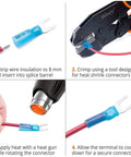 Pro High Grade Heavy Duty Heat Shrink Fork Terminals And Spade Crimp Connectors With Knockout Tough Sealed Insulation For Truck Mods and repair work steps.