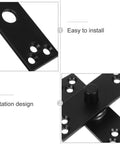 Close-up of black hidden door hinge in stainless steel with 360 degree rotation, featuring easy installation and rotation design.