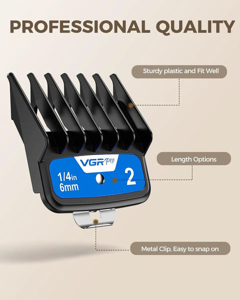 Color Coded Hair Clipper Guard Set With Ten Size Attachments From One Sixteenth Inch To One Inch includes size 6mm guide