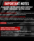 IMPORTANT NOTES for TPMS Sensor For Buick Cadillac Chevrolet GMC Vehicles Great Fit For SUVs And Cars 2002 To 2020