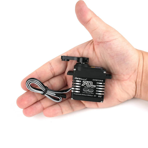 Hand holding 70Kg Digital RC Servo With Metal Gears, 180 270 360 Degree Rotation, IP68 Waterproof, Brushless Motor, High Torque