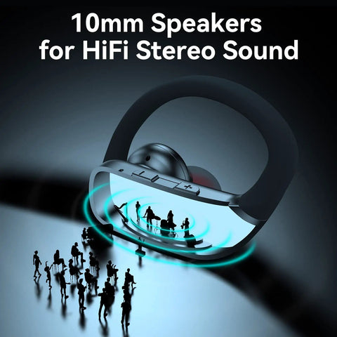 Wireless Earbuds Bluetooth Headphones With 80 Hour Playtime In Charging Case LED Display Over Ear Hook Microphone Stereo Sound Easy Button Controls Sports Earphones For Running Gym Black with 10mm Speakers for HiFi Stereo Sound