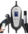 Portable EV Charger With 16 Amp And 32 Amp Super Fast Juice Delivery delivering steady 3.5 Kilowatt EVSE power displayed with digital screen.