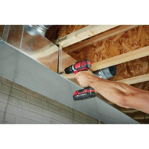 Top Shelf Cordless Drill Driver Combo Pack With Rock Solid All Metal Gears and 18 Volt Battery used for tightening metal ducts.