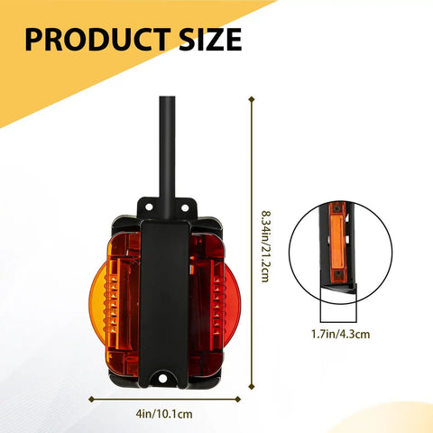 Dimensions of Two Pack Prewired Trailer Fender Lights Amber Front and Red Rear LEDs for trucks and RVs.
