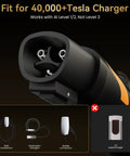 Nacs To J1772 Ev Charger Adapter 80A With Led Display No Sweat Charging Plug For Electric Rides Universal Vehicle Converter close-up of charging plug compatible with Tesla chargers.