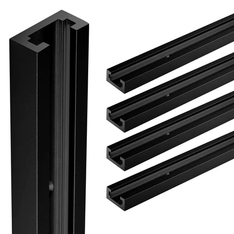 48 Inch Aluminum T Track Set For Woodworking With Double Cut Profile Universal Fit Predrilled Mounting Holes And 48 Screws Black Four Piece Kit