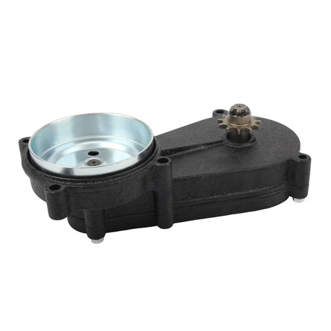 11 Tooth Sprocket Transmission Gearbox for 47cc 49cc 2 Stroke Pocket Bikes Dirt Bikes with aluminum housing displayed