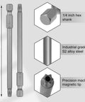 Tamper-Proof T25 Torx Bit Set With Case, 10-Piece Security Star Bits, 1/4 Inch Hex Shank, 4 Inch Length, S2 Alloy Steel For Power Drill
