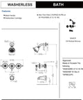 Diagram of Oil Rubbed Bronze Tub And Shower Faucet With Three Handle Design And Convertible Tub Shower Combo Head.
