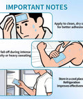 Stay Cool On The Go With Instant Cooling Ice Packs For Outdoor Activities applied to forehead and arm, stored in fridge for freshness.