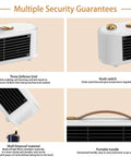 Compact PTC Ceramic Desktop Space Heater For Home Office And Bedroom with multiple security features shown in white finish
