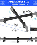 Expandable Heavy Duty Plant Caddy Wheel Base 21 To 30 Inch Rolling Dolly Stand built tough steel frame with adjustable size and locking casters.