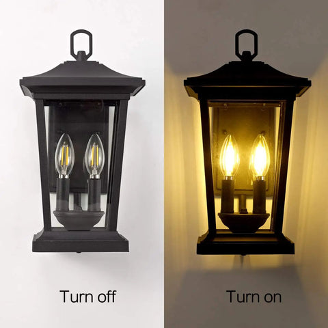 Rugged Outdoor Wall Lantern For Porches And Patios, Weatherproof Aluminum Sconce With Clear Glass Shade, Black Anti Rust Exterior Light Fixture, Easy No Fuss Install With Bottom Opening For Quick Bulb Replacement