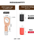 Size diagram of Beefy Heavy Duty Bare Copper Battery Cable Lugs Set, 20Pcs Ring Terminals For 12-10 AWG 5/16 Inch M8 Gauge.