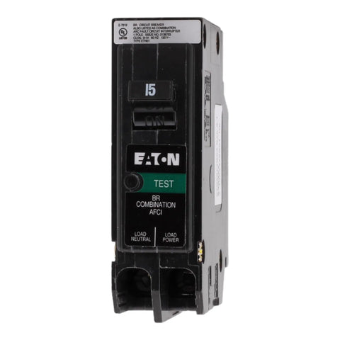 15 Amp Arc Fault Circuit Breaker AFCI Single Pole Plug On Neutral 120V AC 10kAIC UL Listed Home Electrical Safety Upgrade for Circuits and Outlets Today, front view