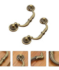 Two Pack Retro Drop Pendant Drawer Pulls Cabinet Handles Antique Style With Vintage Vibe Knobs And 9.6cm Hole Spacing, gold finish