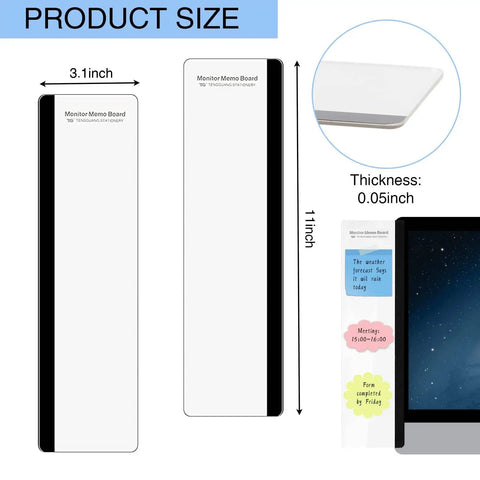 Transparent Monitor Memo Board Set, 2 Pack Slick Acrylic Side Panels For Office And Home Desktops, Easy Peel Adhesive Memo Display