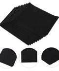 10 Pack Self Adhesive Furniture Padding Sound Dampening Buffers for noise reduction in black foam sheets, angled view