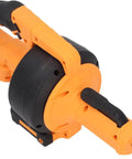 Cordless Electric Drain Auger And Plumbing Snake For Nasty Hair Clogs Kicks Blockages To The Curb with black and orange design.