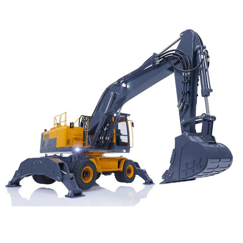 1 14 RC Model Metal Hydraulic Aoue ET30H Wheeled Excavator With Full Metal Frame High Torque Motor ESC Servo LED Light Kit Realistic Working Pistons Durable Construction For Serious RC Nerds And Builders, side view