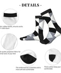 Fresh Black And White Grid Pattern Ankle And Crew Socks Men Women Unisex Athletic Daily Workout Breathable Polyester Blend sock details