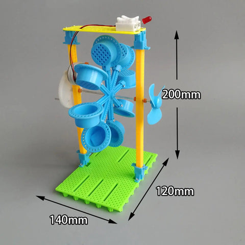 Mini Hydro Power Generator Kit With Water Wheel And Hand Crank for energy conversion, ABS plastic, 140x120x200 mm