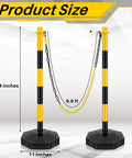 Six Pack 34 Inch Parking Cone Delineators Stanchion Set With Base And Six Point Six Foot Chain S Hook Connectors Reflective Collar