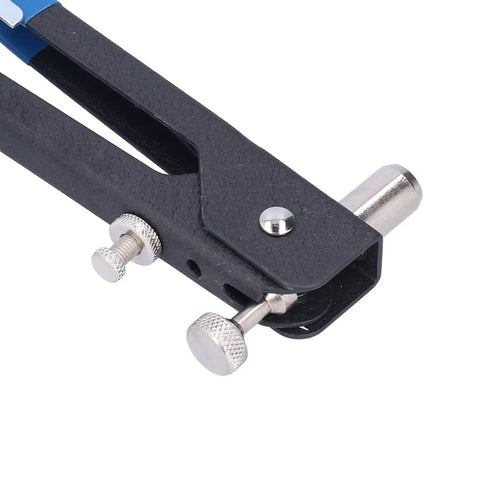 Heavy Duty Stainless Steel Rivet Kit With Aluminum Alloy Body Portable Manual Riveting Tool For Woodworking And Home Decor Upgraded Arms That Are Totally Rad And Built To Last Through Hardcore Projects close-up of adjustable rivet tool head