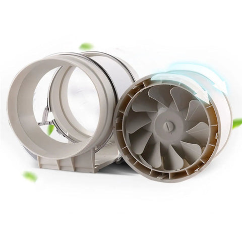 Heavy Duty Tubular Exhaust Ventilation Fan With All Copper Motor 110V showing pipe design and internal blade for ventilation use.
