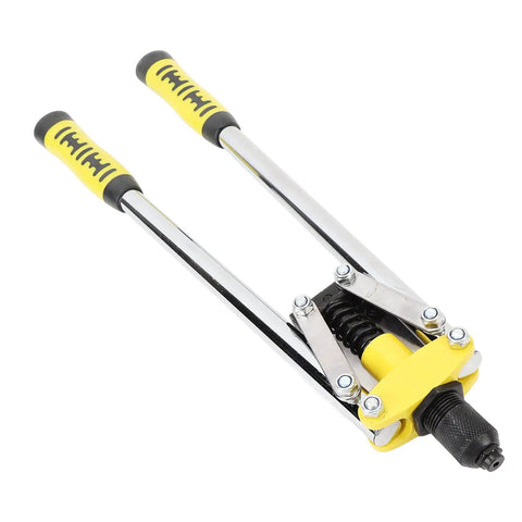 Double Handle Rivet Nut Tool Kit With Aluminum Rivets For Serious Automotive Motorcycle And Home Repair Projects Offering Superior Leverage And Easy Installation For Pros And DIY Guys Alike, yellow handles