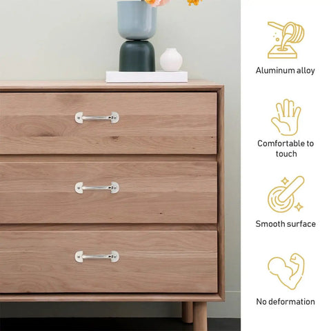 Vintage Mini Cabinet Pulls 20 Piece Set Silver Antique Small Drawer Handles shown on wooden dresser with features listed.