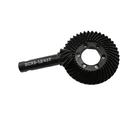 Beefed Up Steel Ring And Pinion Spiral Cut Bevel Gear For Axial SCX6 12/43T Upgrade Boost Torque For Crawler And Short Course Trucks