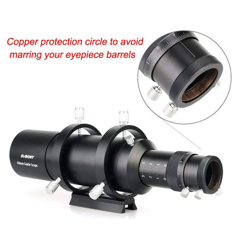 60mm Guide Scope With Helical Focuser For Pro Grade Astrophotography Finder Included Multi Use Telescope Kit displaying side view