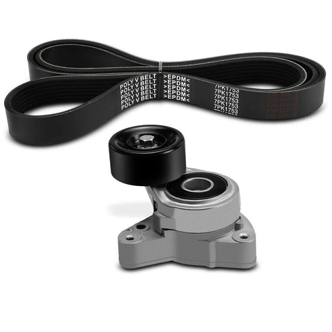 Serpentine Belt Drive Kit for Honda CR-V 2009 2.4L and Acura TSX 2007 2008 2.4L Gas Engine showing belt and tensioner