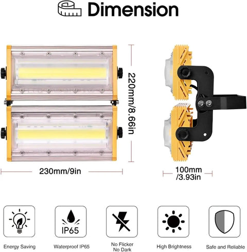 JUDYSSY 100W Led Floodlights Ip65 Waterproof Outdoor Security Lamp, dimensions 230mm x 220mm, energy-saving design.